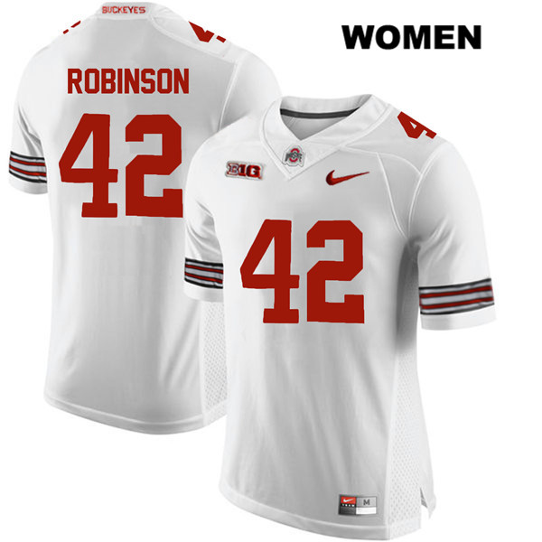Ohio State Buckeyes Women's Bradley Robinson #42 White Authentic Nike College NCAA Stitched Football Jersey HO19E08HV